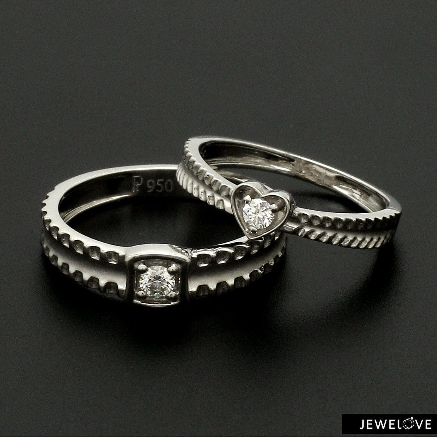 Jewelove™ Rings Designer Heart Platinum Love Bands JL PT 922