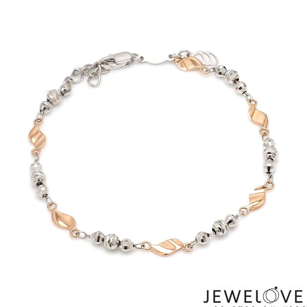 Jewelove™ Bangles & Bracelets Designer Japanese Platinum & Rose Gold Bracelet with Diamond Cut Balls JL PTB 1214