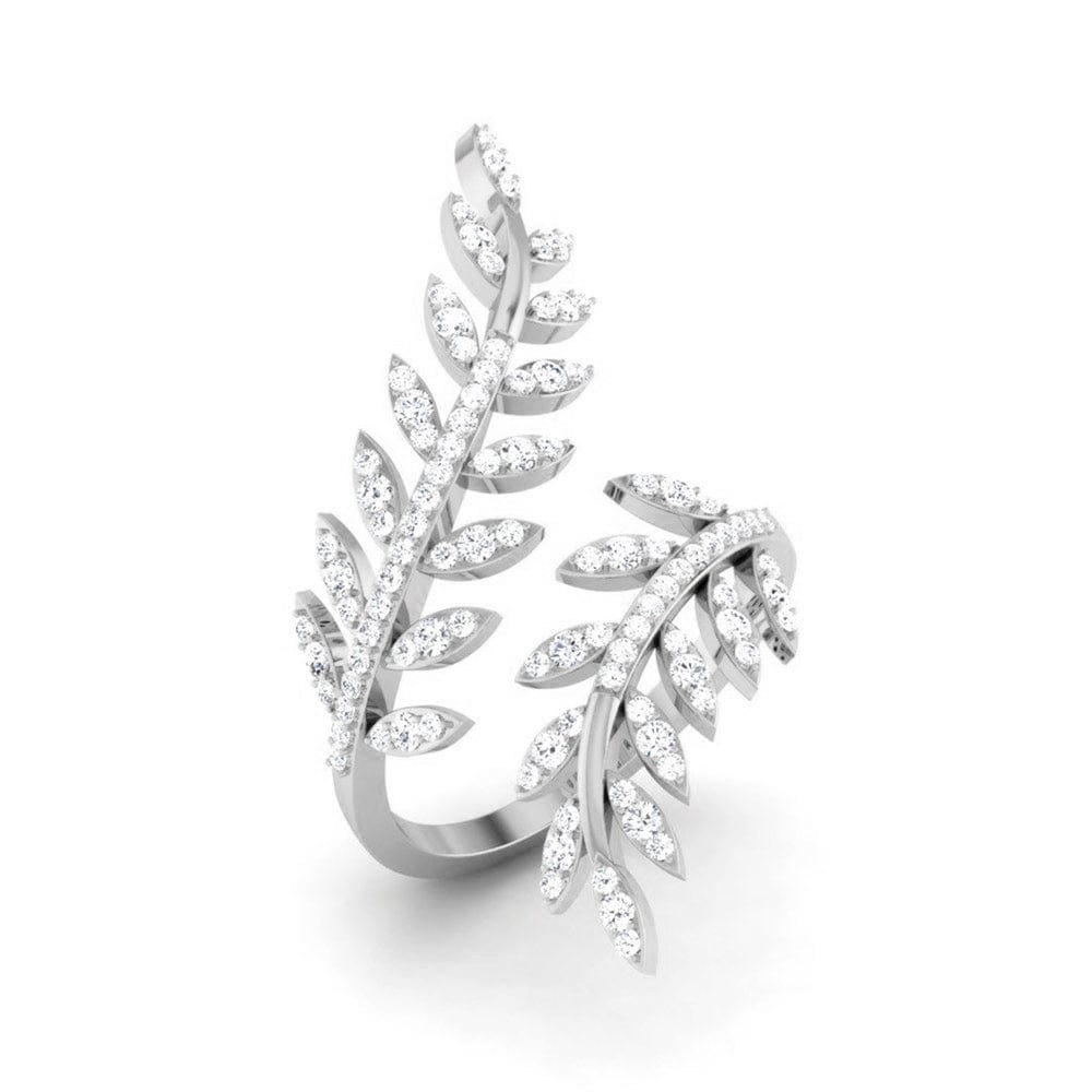 Jewelove™ Rings Women's Band only / SI GH Designer Long Platinum Ring with Diamonds JL PT 554