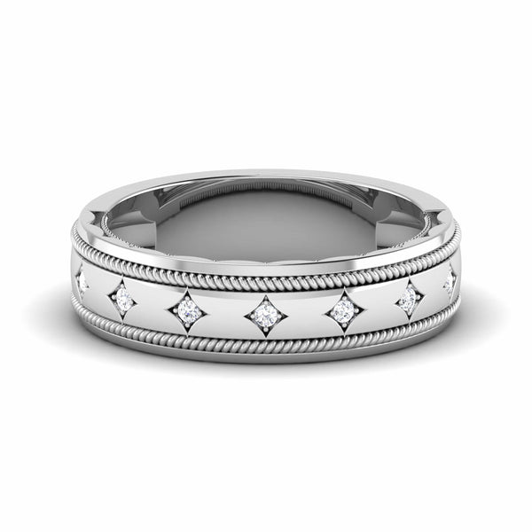 Jewelove™ Rings Designer Men's Platinum Wedding Ring with Diamonds JL PT 6742