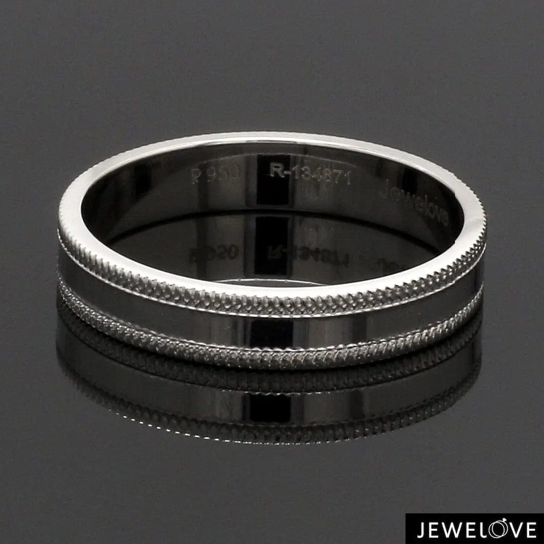 Jewelove™ Rings Designer Milgrain Plain Platinum Wedding Band with Matte Finish SJ PTO 310