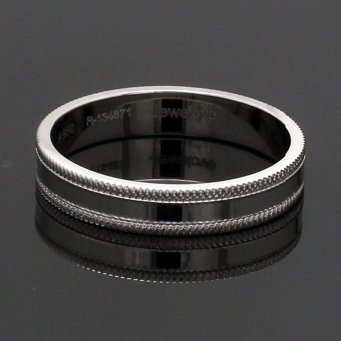 Jewelove™ Rings Designer Milgrain Plain Platinum Wedding Band with Matte Finish SJ PTO 310