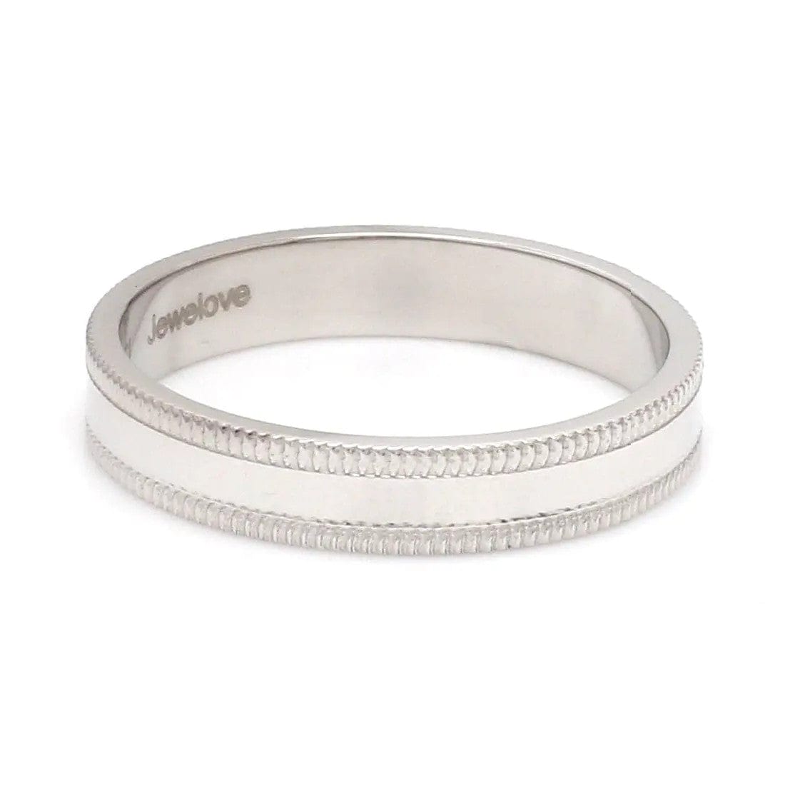 Jewelove™ Rings Designer Milgrain Plain Platinum Wedding Band with Matte Finish SJ PTO 310