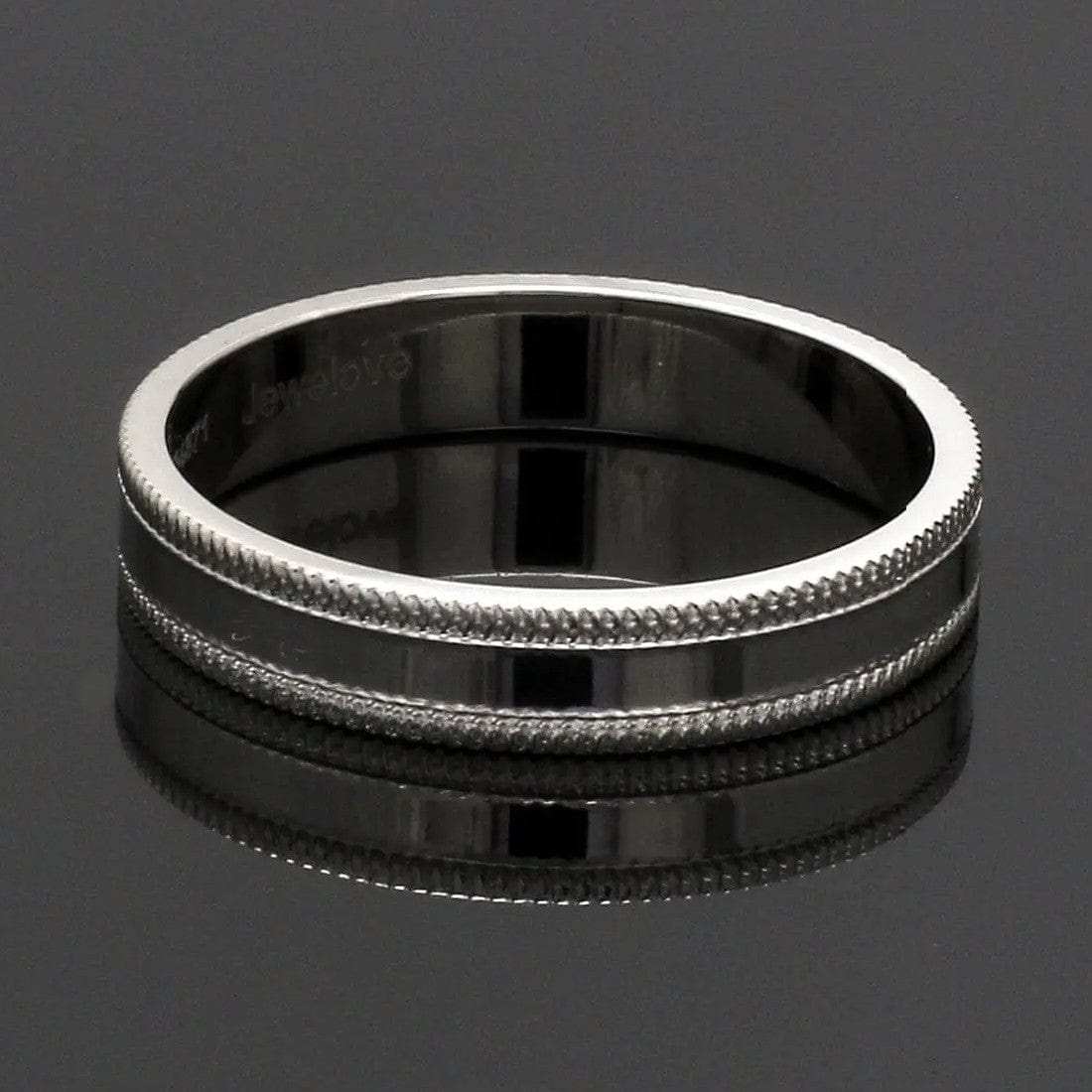 Jewelove™ Rings Designer Milgrain Plain Platinum Wedding Band with Matte Finish SJ PTO 310