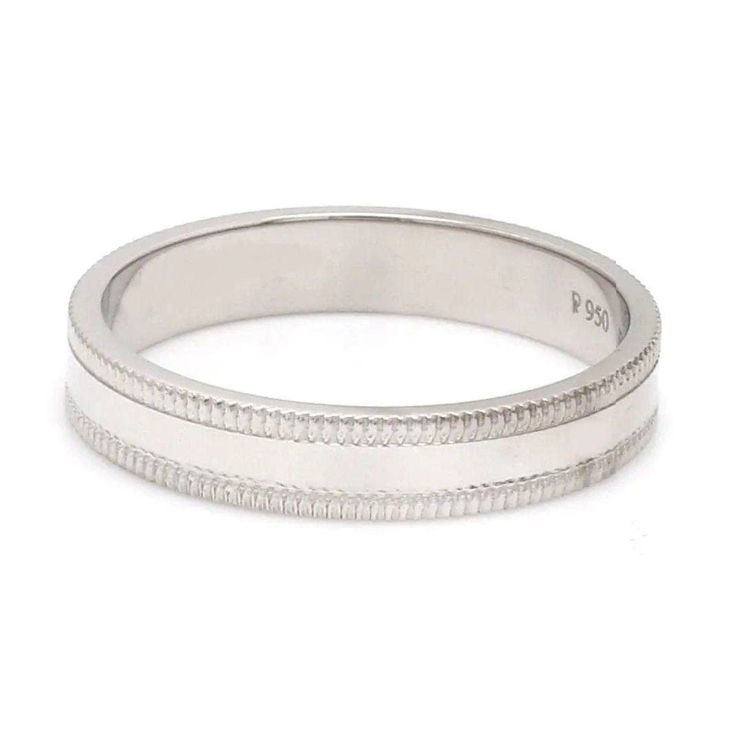 Jewelove™ Rings Designer Milgrain Plain Platinum Wedding Band with Matte Finish SJ PTO 310