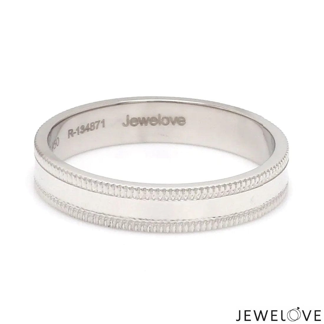 Jewelove™ Rings Designer Milgrain Plain Platinum Wedding Band with Matte Finish SJ PTO 310