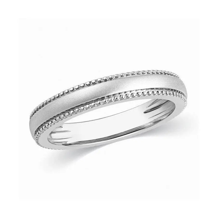 Jewelove™ Rings Women's Band only Designer Milgrain Plain Platinum Wedding Band with Matte Finish SJ PTO 310