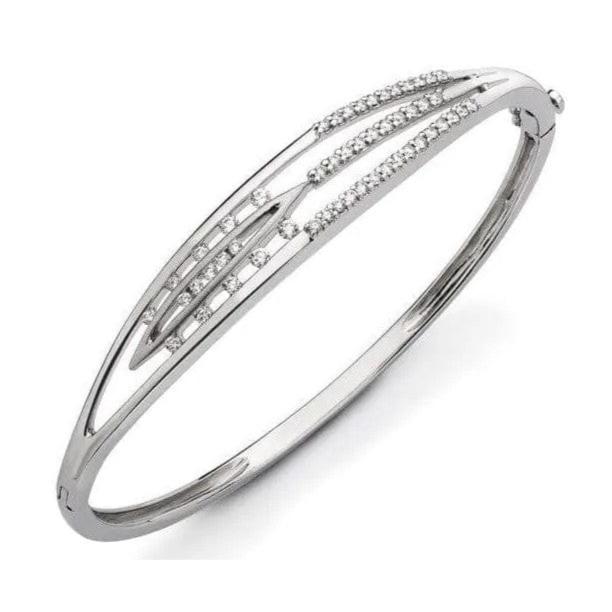 Jewelove™ Bangles & Bracelets Designer Oval Platinum Bracelet with Diamonds SJ PTB 109