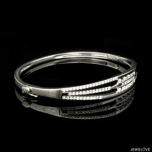 Jewelove™ Bangles & Bracelets Designer Oval Platinum Bracelet with Diamonds SJ PTB 109