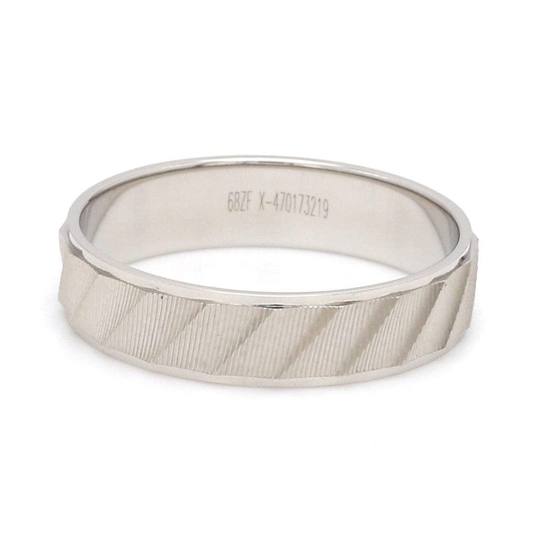 Jewelove™ Rings Designer Plain Platinum Love Bands with Unique Slanting Texture JL PT 1108