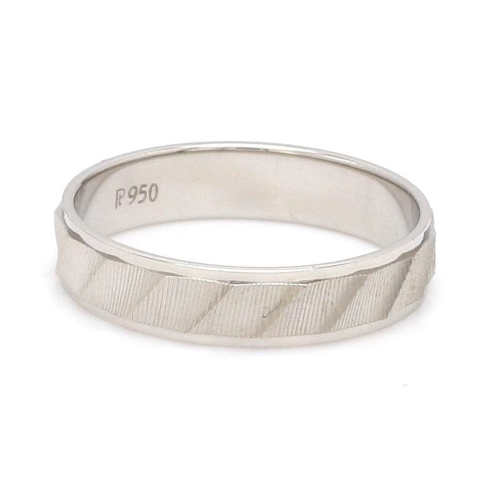 Jewelove™ Rings Designer Plain Platinum Love Bands with Unique Slanting Texture JL PT 1108