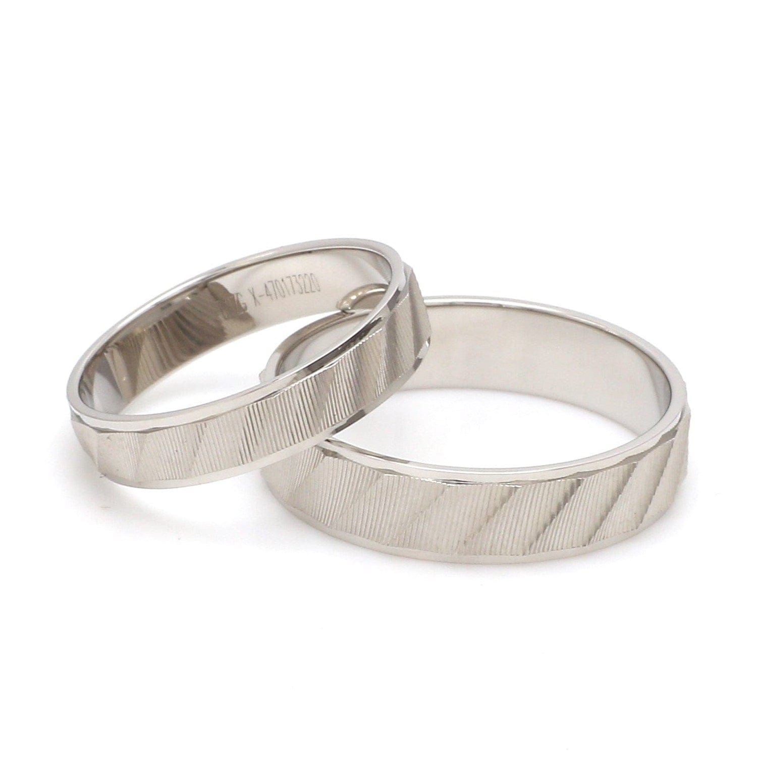 Jewelove™ Rings Designer Plain Platinum Love Bands with Unique Slanting Texture JL PT 1108