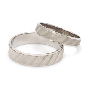 Jewelove™ Rings Designer Plain Platinum Love Bands with Unique Slanting Texture JL PT 1108