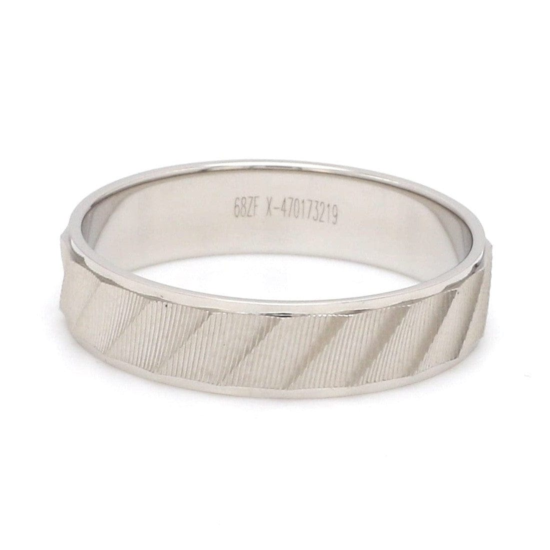 Jewelove™ Rings Men's Band only Designer Plain Platinum Love Bands with Unique Slanting Texture JL PT 1108