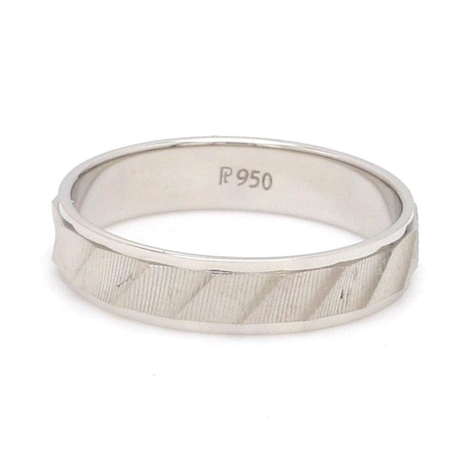 Jewelove™ Rings Women's Band only Designer Plain Platinum Love Bands with Unique Slanting Texture JL PT 1108