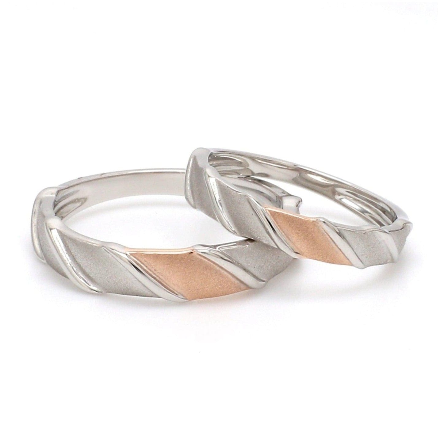 Jewelove™ Rings Designer Plain Platinum & Rose Gold Love Bands JL PT 910