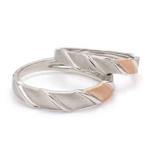 Jewelove™ Rings Designer Plain Platinum & Rose Gold Love Bands JL PT 910