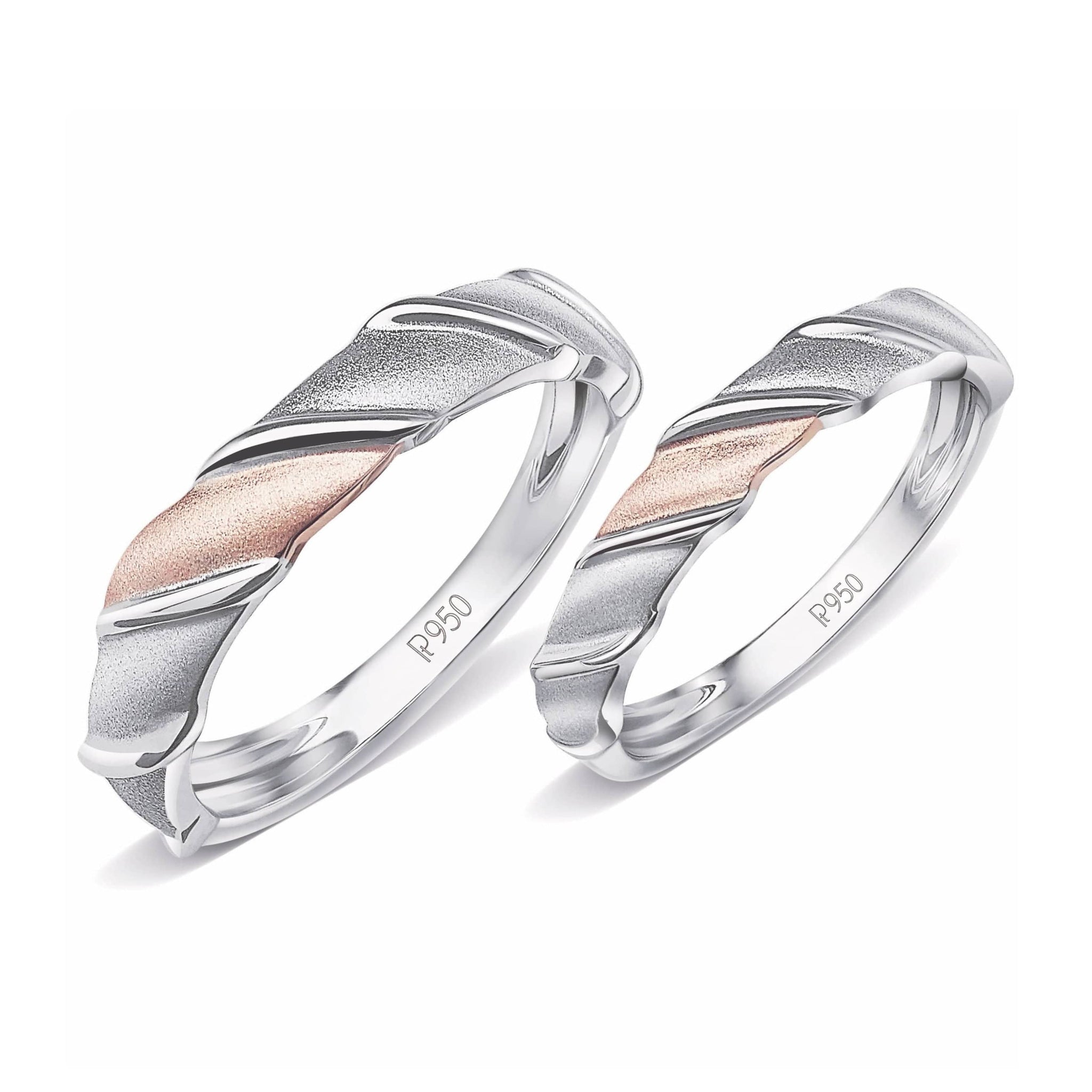 Jewelove™ Rings Both Designer Plain Platinum & Rose Gold Love Bands JL PT 910