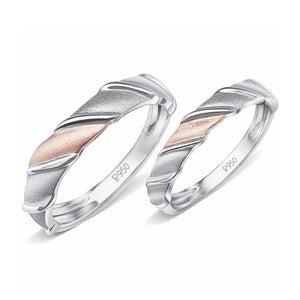 Jewelove™ Rings Both Designer Plain Platinum & Rose Gold Love Bands JL PT 910