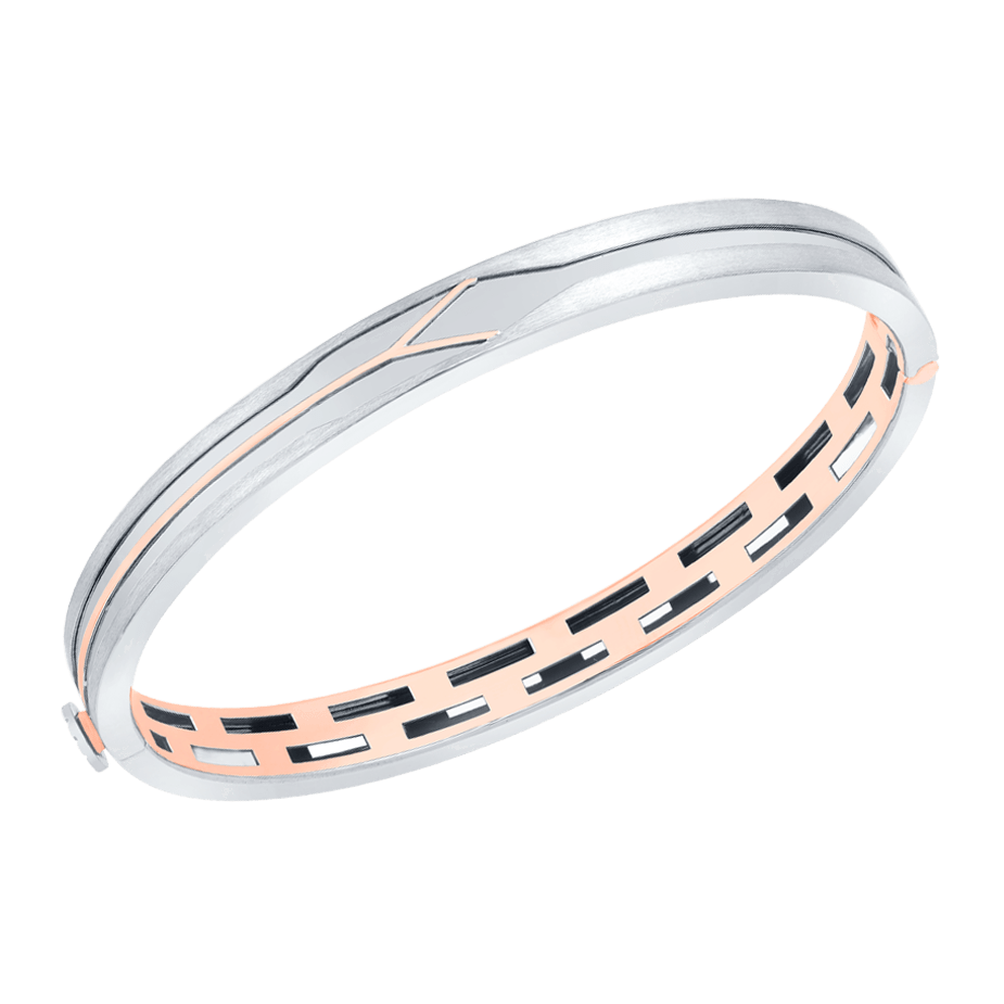 Jewelove™ Bangles & Bracelets Designer Platinum Bracelet with Rose Gold for Men JL PTB 0398