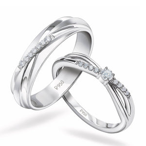 Jewelove™ Rings VVS GH / Both Designer Platinum Couple Rings with Diamonds JL PT 912