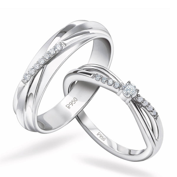 Designer Platinum Couple Rings with Diamonds JL PT 912