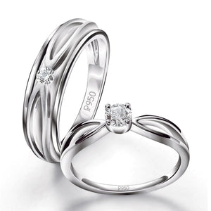 Jewelove™ Rings Designer Platinum Couple Rings with Single Diamonds JL PT 525