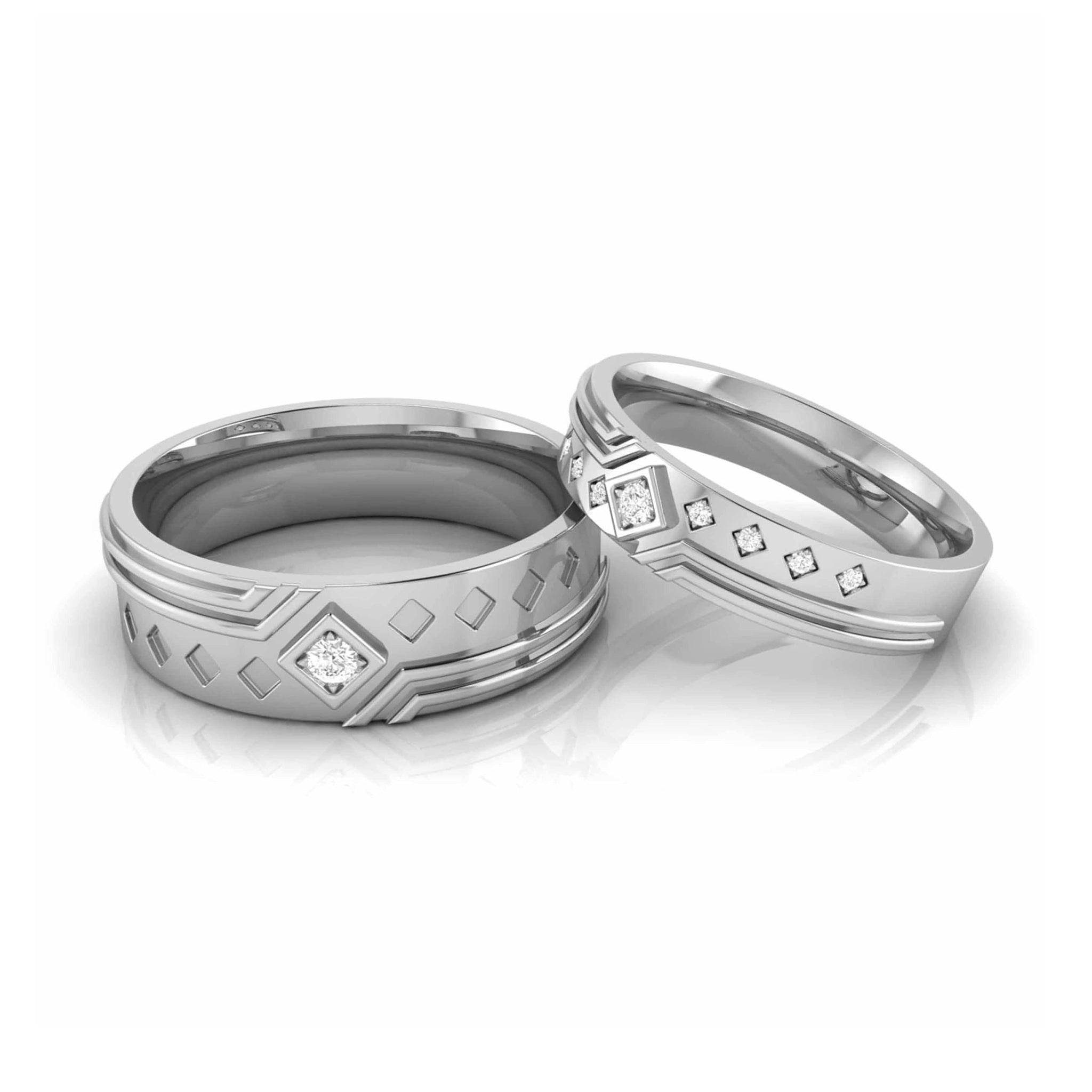 Jewelove™ Rings Designer Platinum Diamond Couple Ring JL PT CB 107