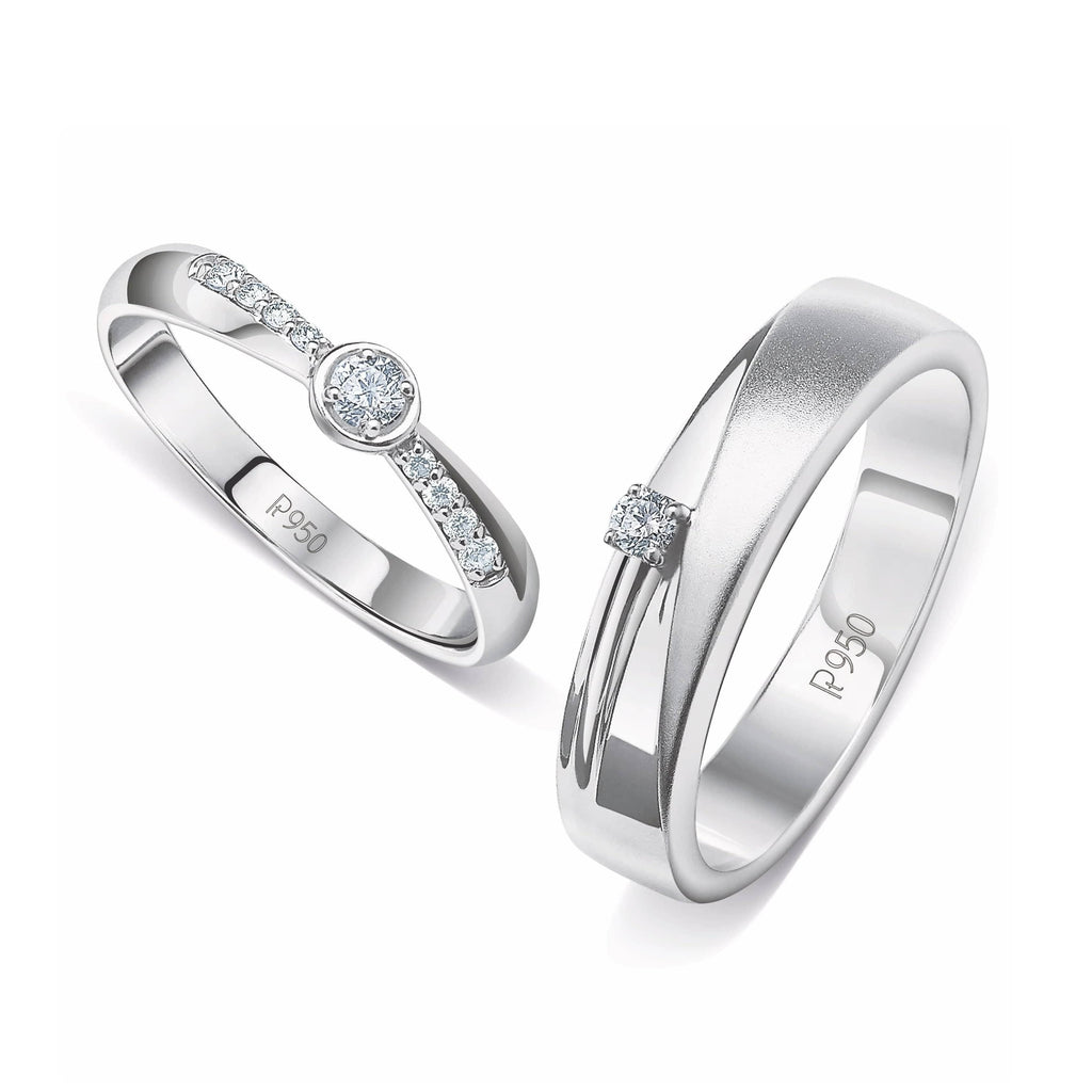 Jewelove™ Rings Designer Platinum Diamond Couple Rings JL PT 915