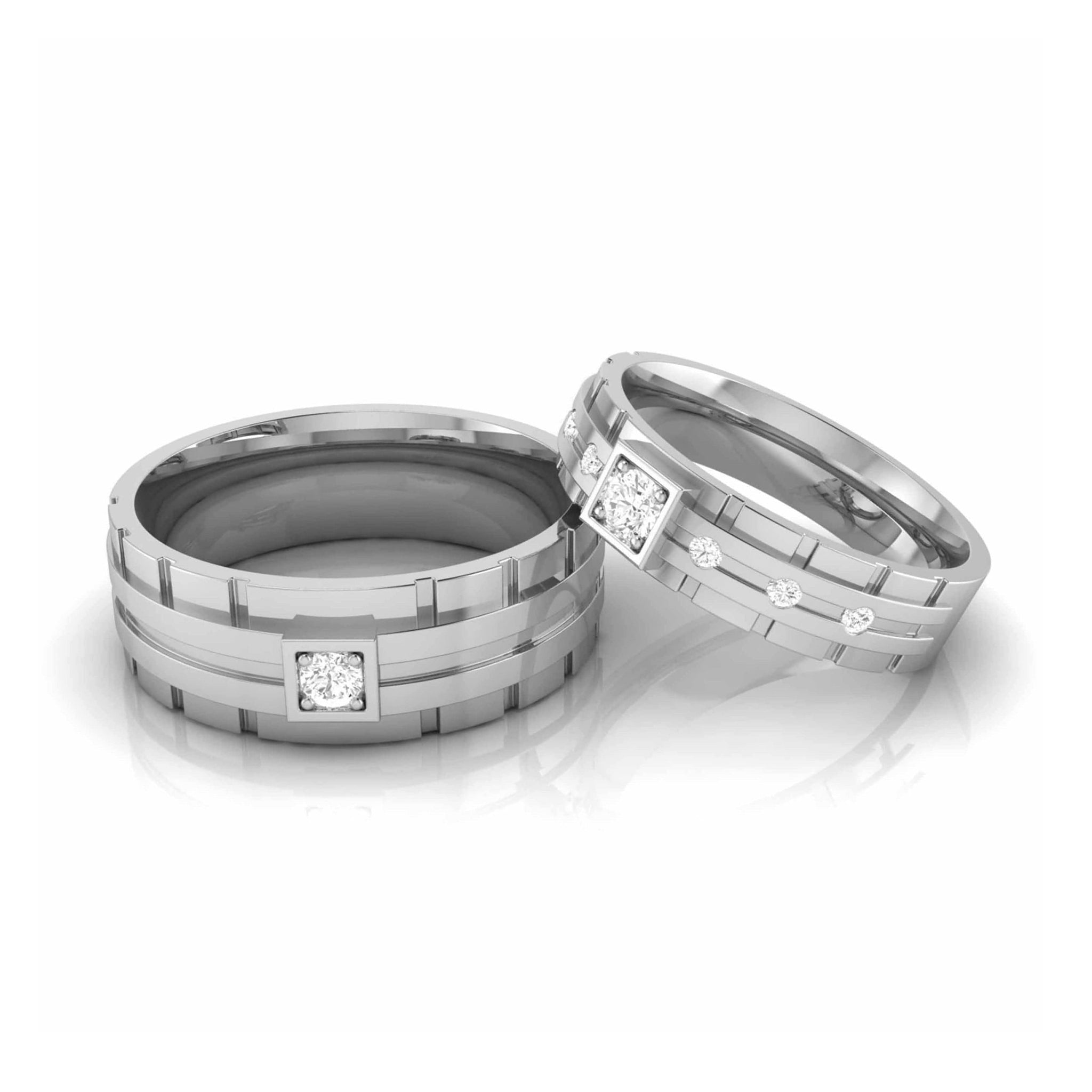 Jewelove™ Rings Both / SI IJ Designer Platinum Diamond Couple Rings JL PT CB 106