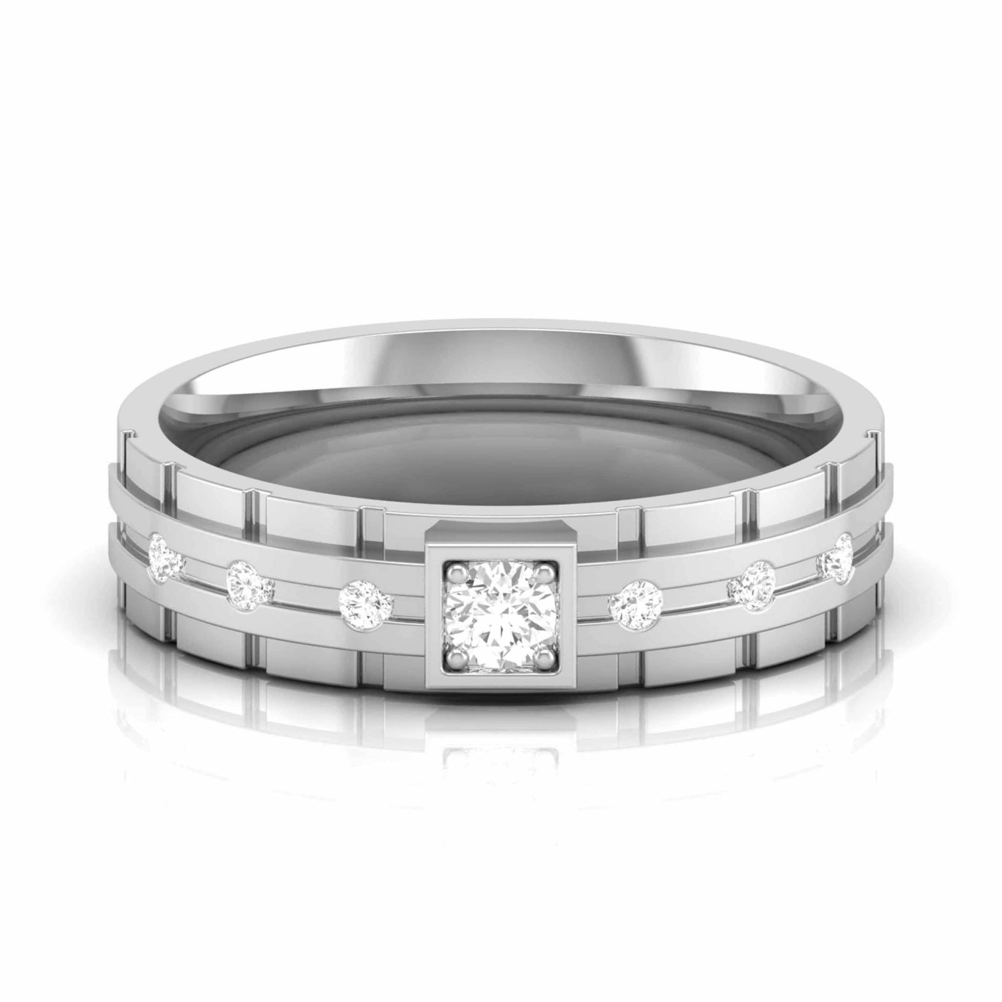 Jewelove™ Rings Women's Band only / SI IJ Designer Platinum Diamond Couple Rings JL PT CB 106