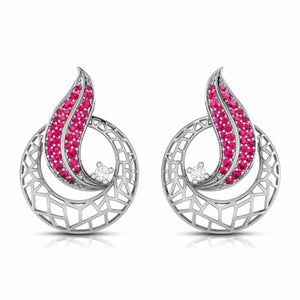 Jewelove™ Earrings Red Designer Platinum Diamond Earrings With Emerald for Women JL PT E NL8676