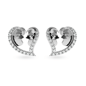 Jewelove™ Earrings SI IJ Designer Platinum Diamond Heart Earrings JL PT E LC844