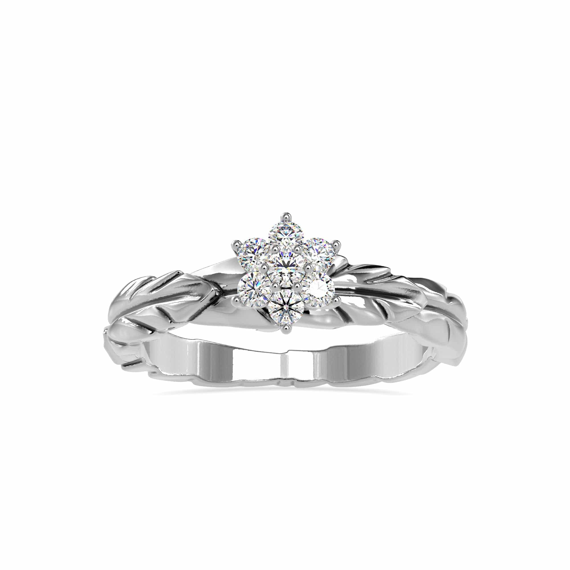 Jewelove™ Rings Designer Platinum Diamond Ring with Solitaire-Look for Women JL PT 0165