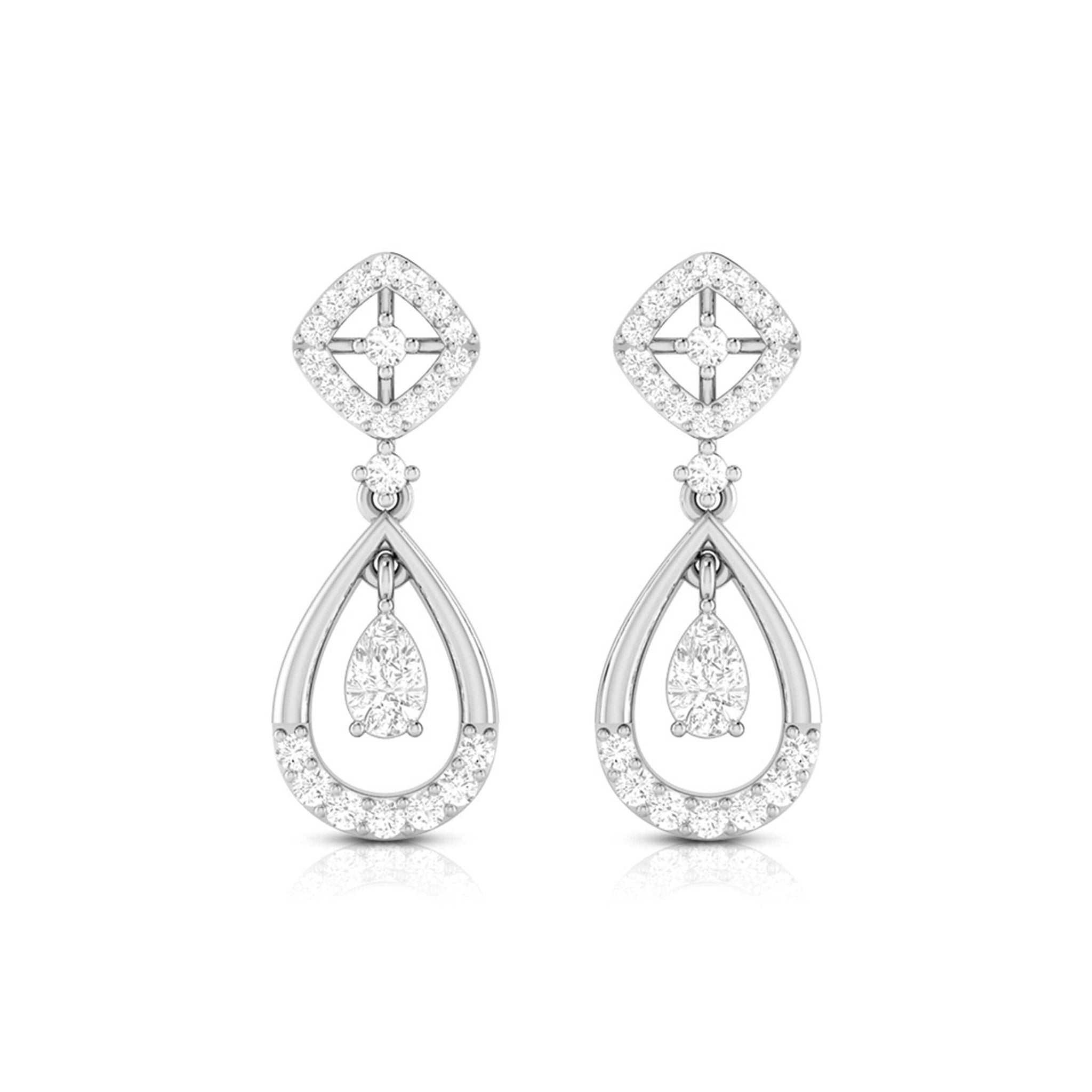 Jewelove™ Earrings SI IJ Designer Platinum Earrings with Diamonds for Women JL PT E N-44