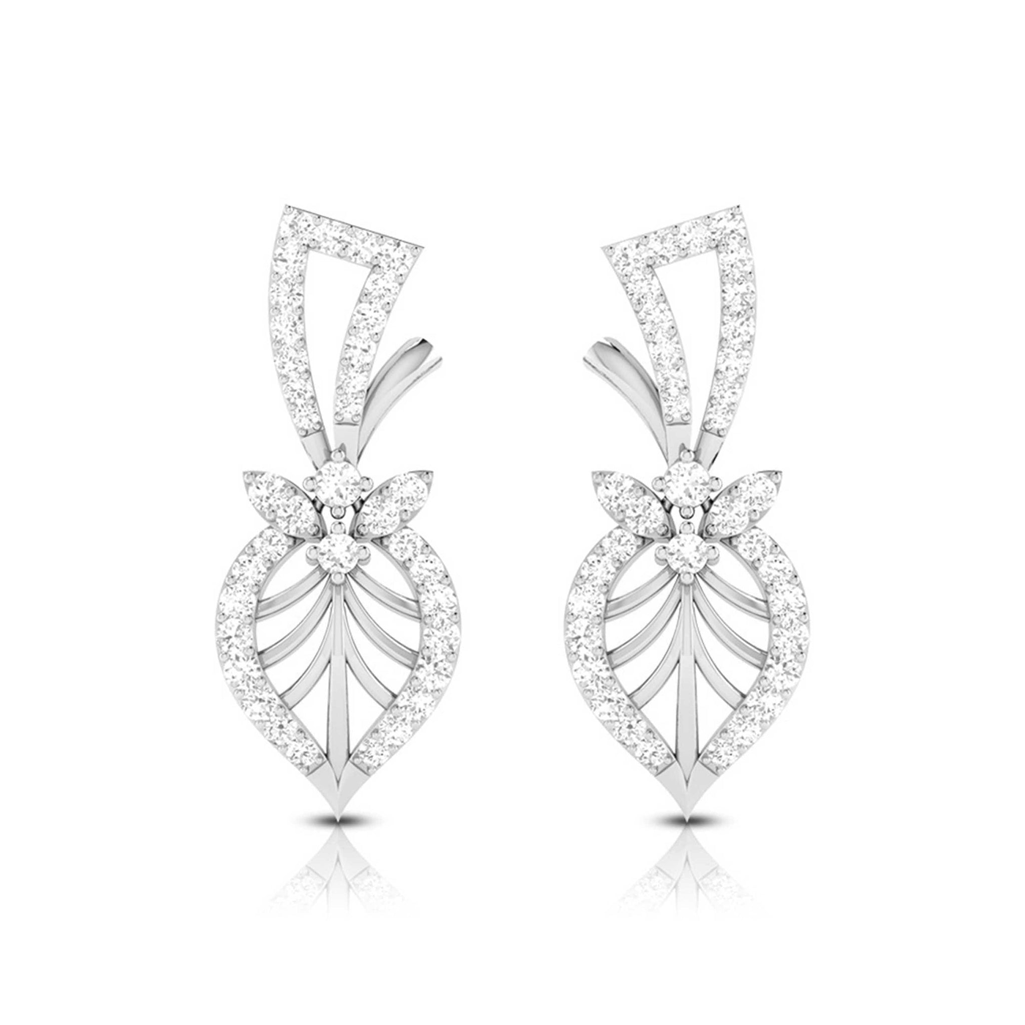 Jewelove™ Earrings SI IJ Designer Platinum Earrings with Diamonds for Women JL PT E NK-52