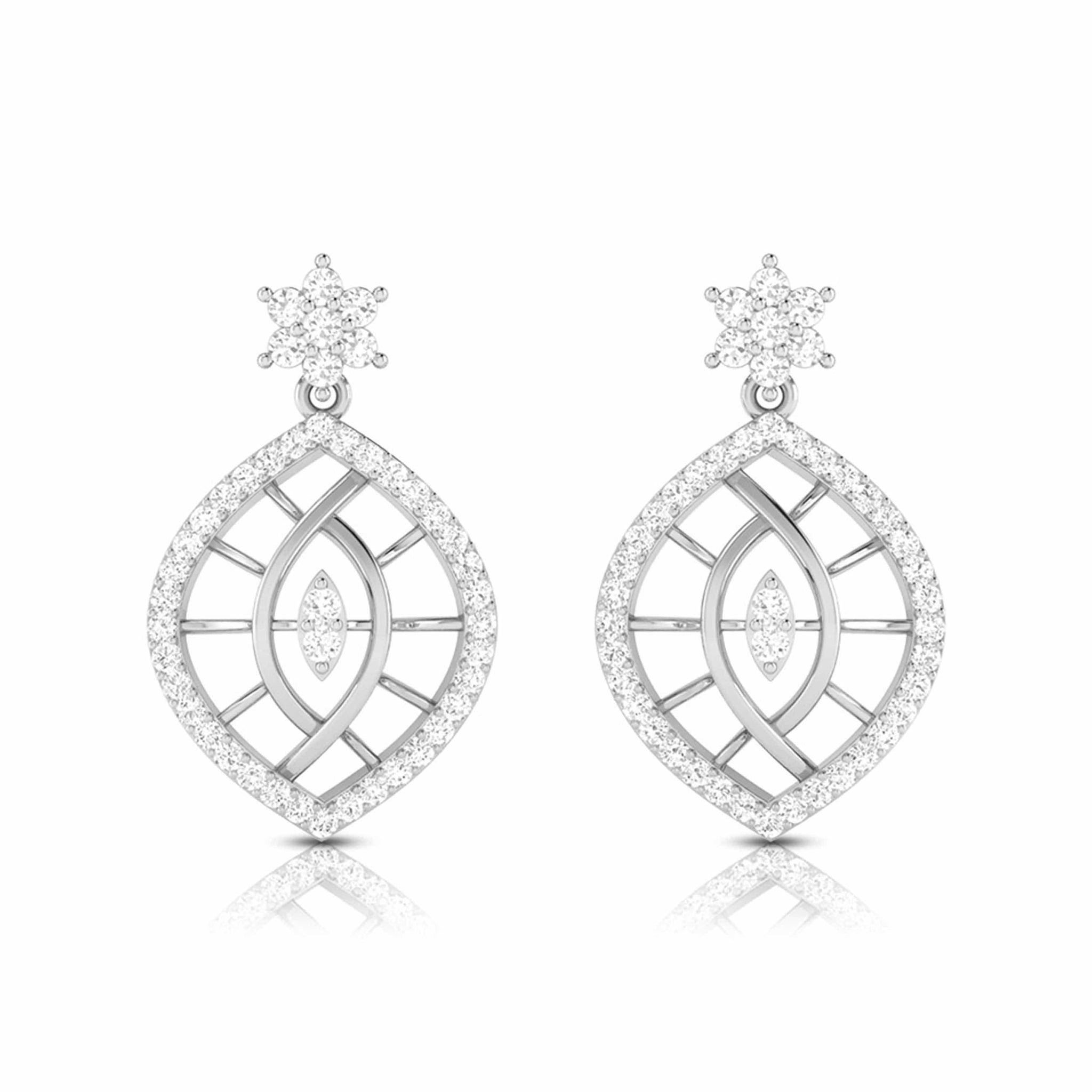 Jewelove™ Earrings SI IJ Designer Platinum Earrings with Diamonds JL PT E NK-63