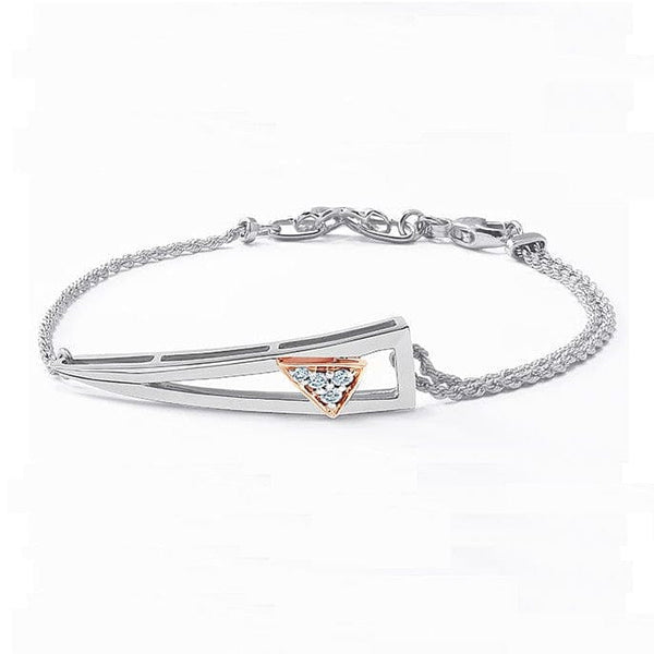 Jewelove™ Bangles & Bracelets Designer Platinum Evara Rose Gold Diamond Bracelet for Women JL PTB 759