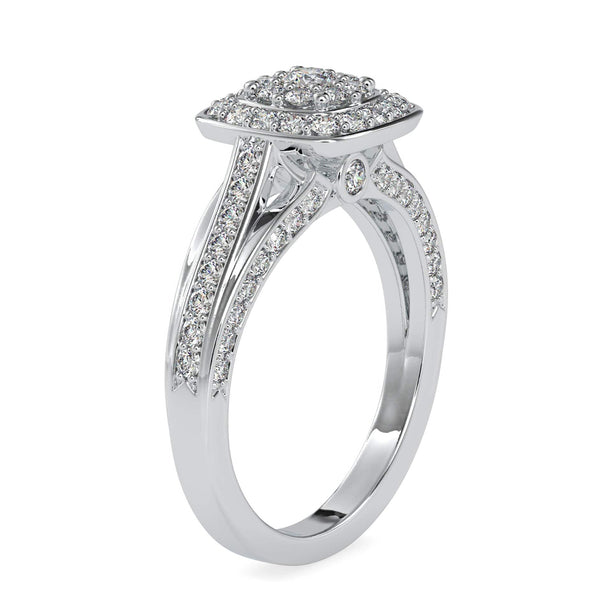 Jewelove™ Rings Designer Platinum Halo Ring for Women with JL PT R US-0001