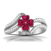 Jewelove™ Rings Designer Platinum Hear Ruby Diamond Ring for Women JL PT R8190