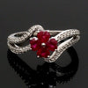 Jewelove™ Rings Designer Platinum Hear Ruby Diamond Ring for Women JL PT R8190