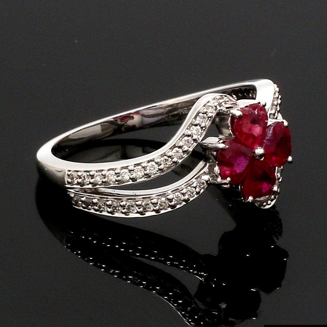 Jewelove™ Rings Designer Platinum Hear Ruby Diamond Ring for Women JL PT R8190