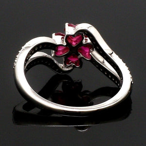 Jewelove™ Rings Designer Platinum Hear Ruby Diamond Ring for Women JL PT R8190