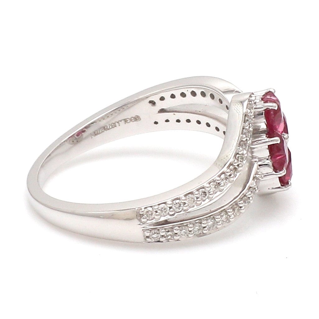 Jewelove™ Rings Designer Platinum Hear Ruby Diamond Ring for Women JL PT R8190