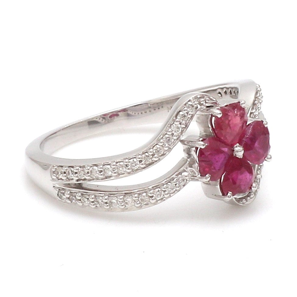 Jewelove™ Rings Designer Platinum Hear Ruby Diamond Ring for Women JL PT R8190