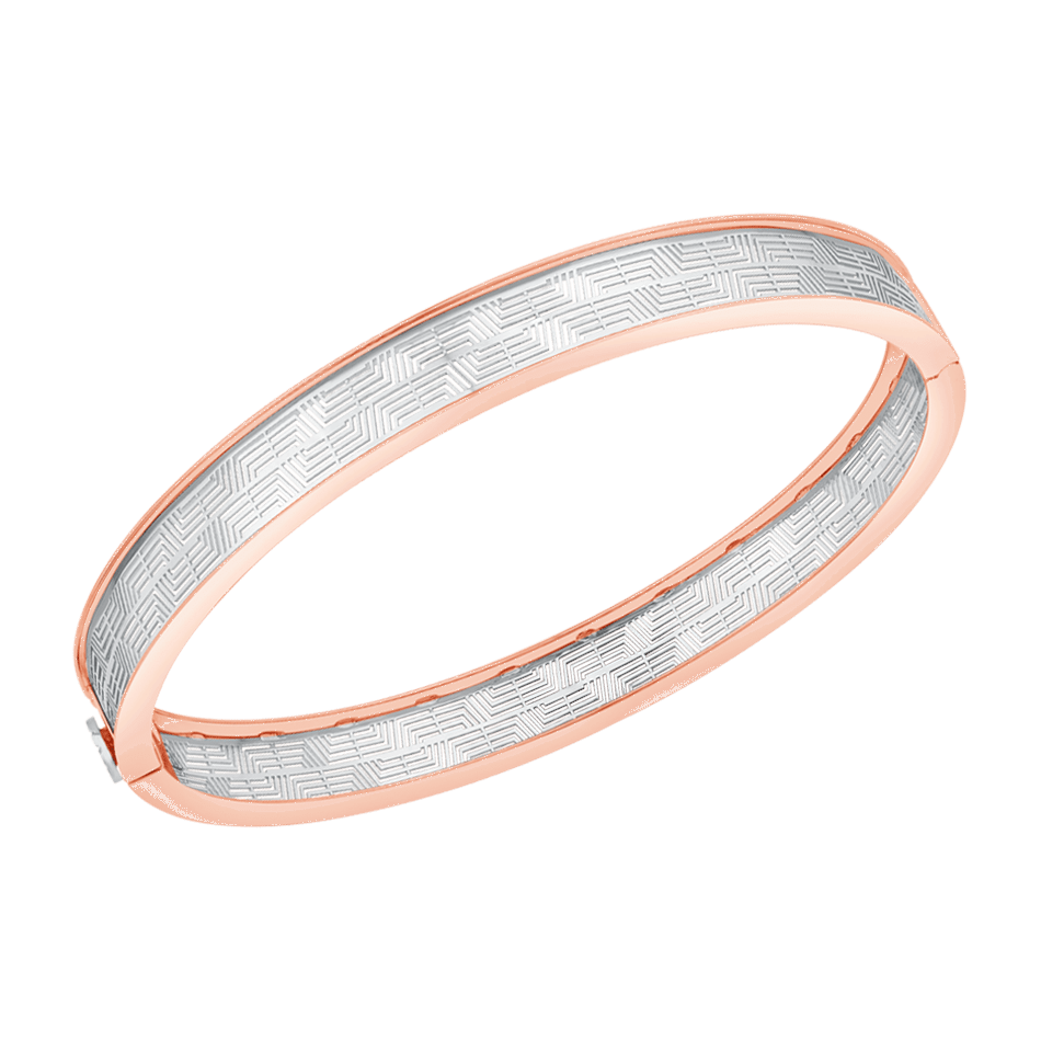 Jewelove™ Bangles & Bracelets Designer Platinum Kada with Rose Gold Borders for Men JL PTB 0282