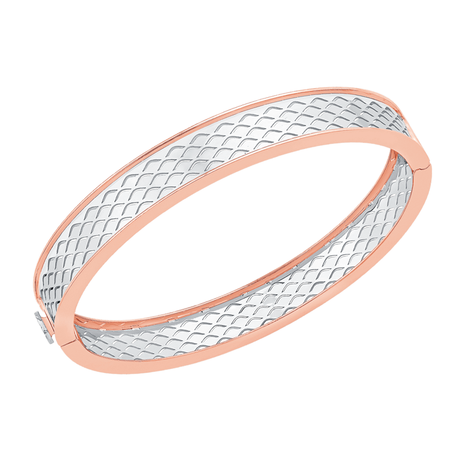 Jewelove™ Bangles & Bracelets Designer Platinum Kada with Rose Gold Edges for Men JL PTB 0284