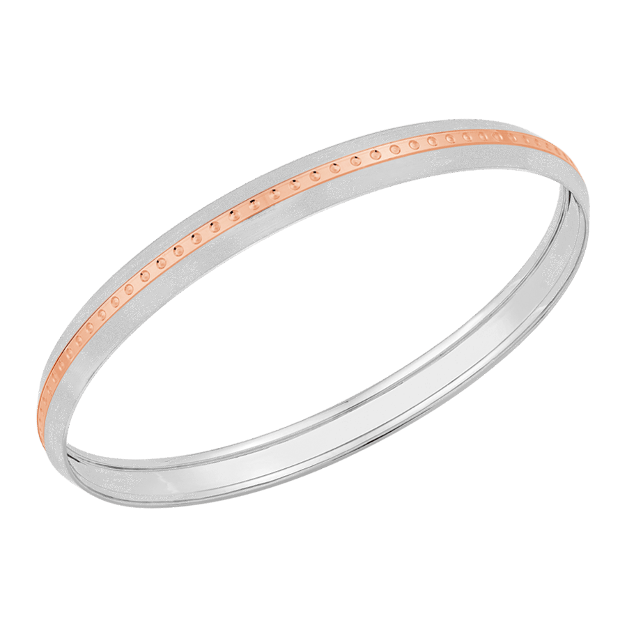 Jewelove™ Bangles & Bracelets Designer Platinum Kada with Rose Gold for Men JL PTB 0002