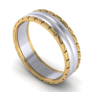 Jewelove™ Rings Designer Platinum Love Bands with a Yellow Gold Edge JL PT 642