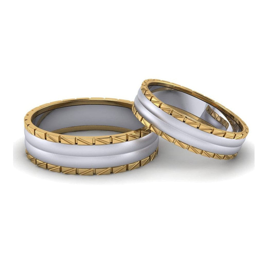 Jewelove™ Rings Designer Platinum Love Bands with a Yellow Gold Edge JL PT 642